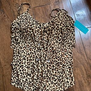 NEW Aqua Green leopard swim top